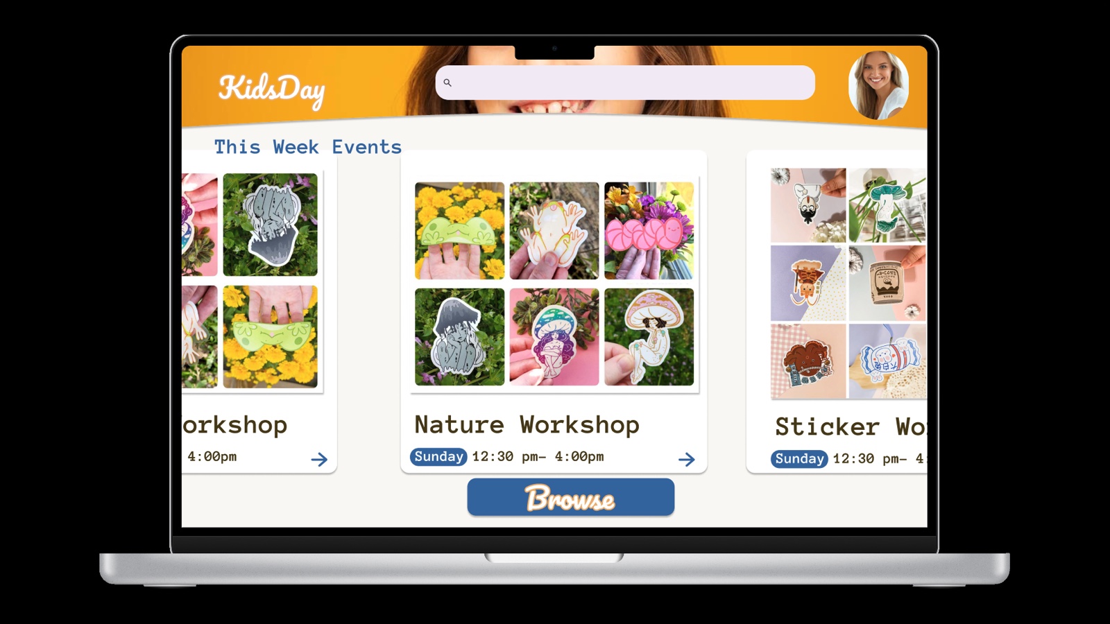 Event discovery website preview