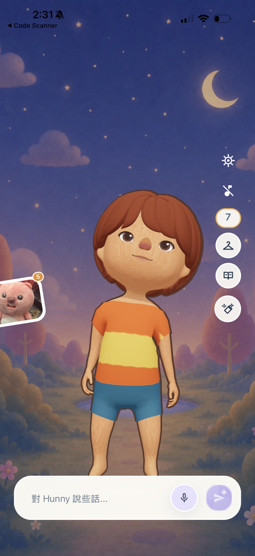 Hunny mobile app showing its child companion experience